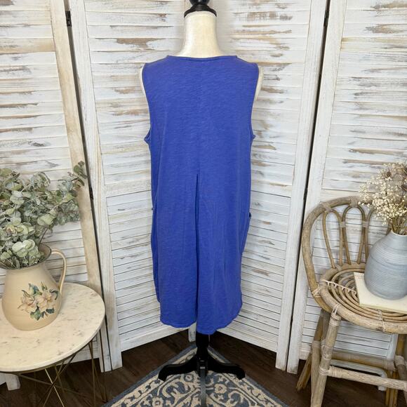 J. JILL Women's Large Cotton Knit Shift A Line Midi Dress Periwinkle Lagenlook - Picture 4 of 15